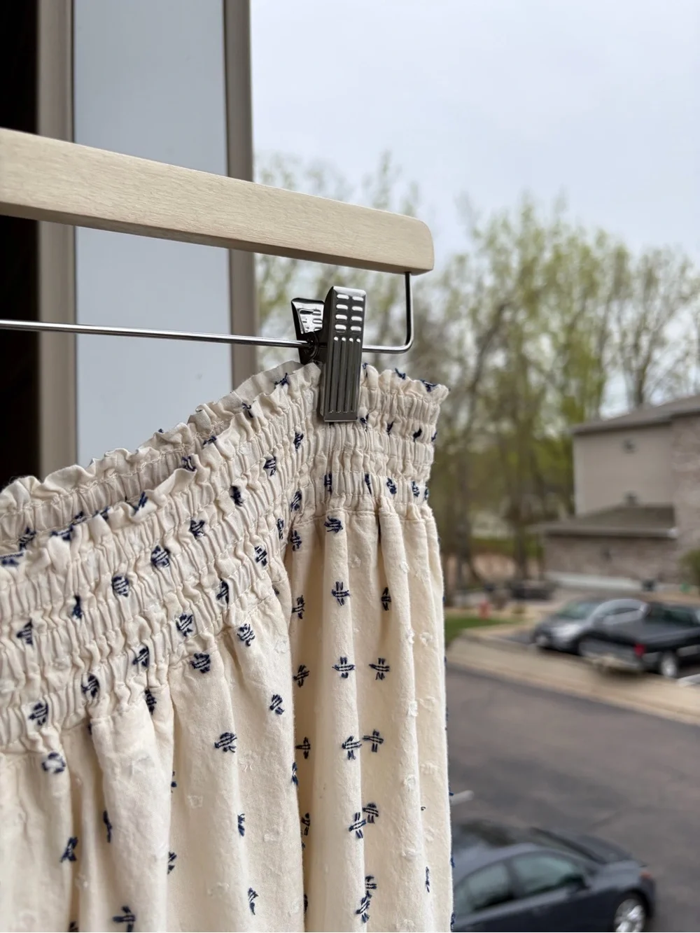 🆕✨Lucky Brand Boho Tiered Midi Skirt Cream Smocked Waist XL Cottagecore Peasant - Picture 10 of 17